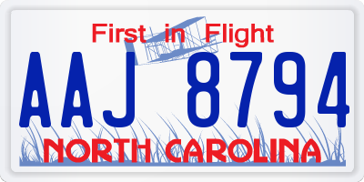 NC license plate AAJ8794