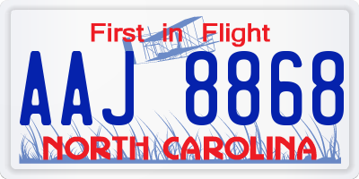 NC license plate AAJ8868