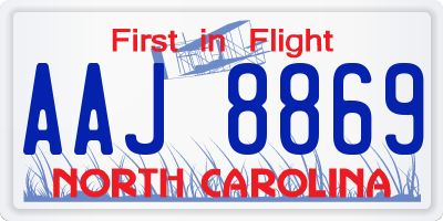 NC license plate AAJ8869