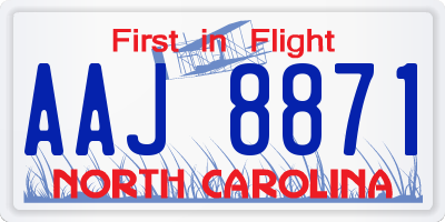 NC license plate AAJ8871