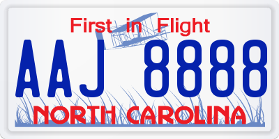 NC license plate AAJ8888
