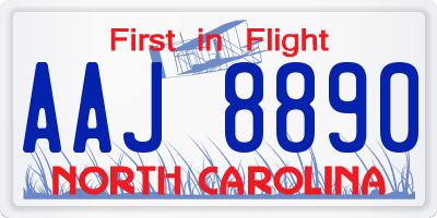 NC license plate AAJ8890