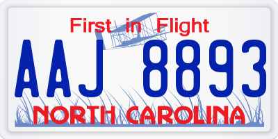 NC license plate AAJ8893