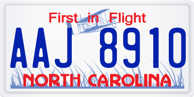 NC license plate AAJ8910