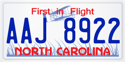 NC license plate AAJ8922