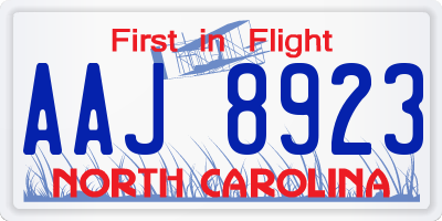 NC license plate AAJ8923