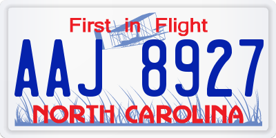 NC license plate AAJ8927