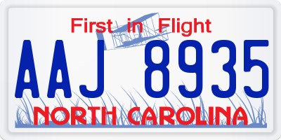 NC license plate AAJ8935