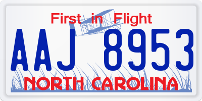 NC license plate AAJ8953
