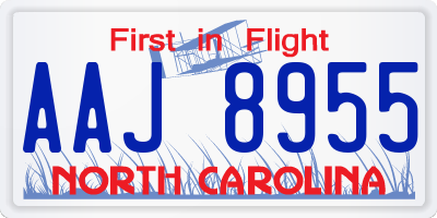 NC license plate AAJ8955