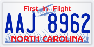 NC license plate AAJ8962