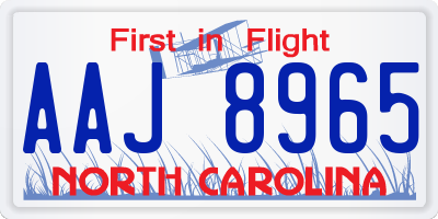 NC license plate AAJ8965