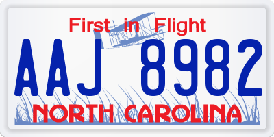 NC license plate AAJ8982