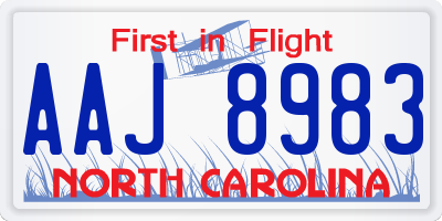 NC license plate AAJ8983
