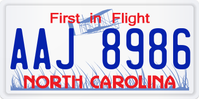 NC license plate AAJ8986