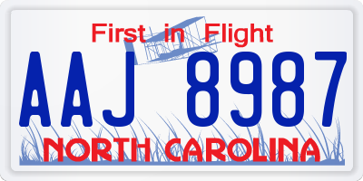 NC license plate AAJ8987
