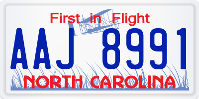 NC license plate AAJ8991