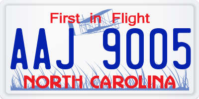 NC license plate AAJ9005