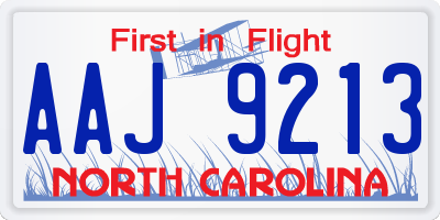 NC license plate AAJ9213