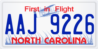 NC license plate AAJ9226