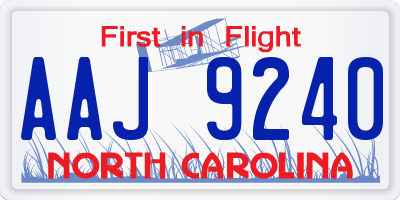 NC license plate AAJ9240
