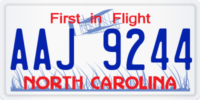 NC license plate AAJ9244