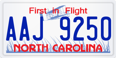 NC license plate AAJ9250