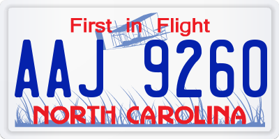 NC license plate AAJ9260