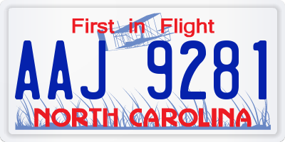 NC license plate AAJ9281
