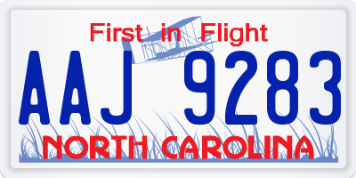 NC license plate AAJ9283
