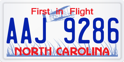 NC license plate AAJ9286