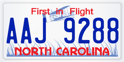NC license plate AAJ9288