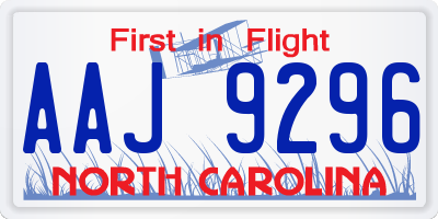 NC license plate AAJ9296