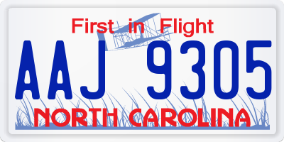 NC license plate AAJ9305