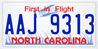 NC license plate AAJ9313