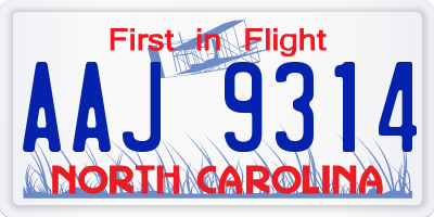 NC license plate AAJ9314