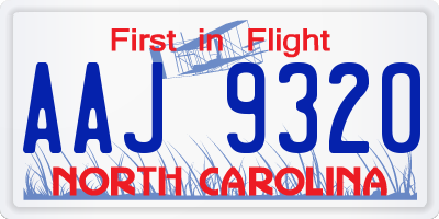 NC license plate AAJ9320