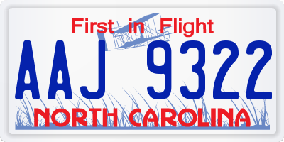 NC license plate AAJ9322