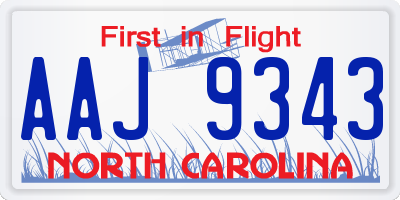NC license plate AAJ9343