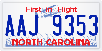 NC license plate AAJ9353