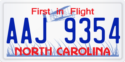 NC license plate AAJ9354