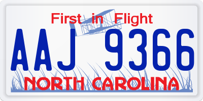 NC license plate AAJ9366