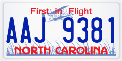 NC license plate AAJ9381