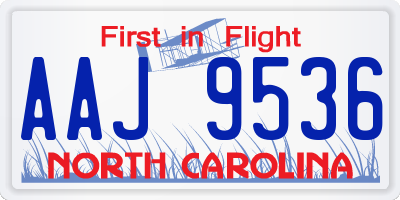 NC license plate AAJ9536