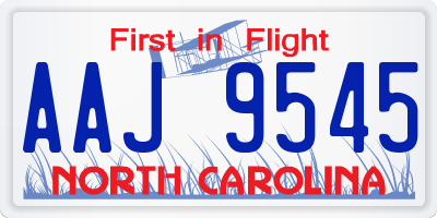 NC license plate AAJ9545