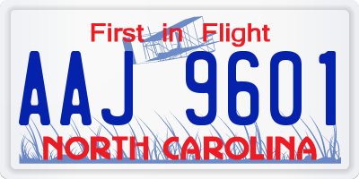 NC license plate AAJ9601