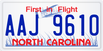 NC license plate AAJ9610