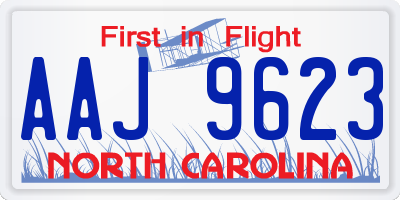 NC license plate AAJ9623