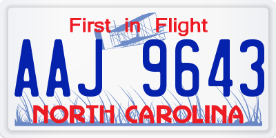 NC license plate AAJ9643
