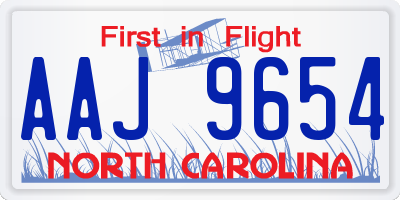 NC license plate AAJ9654